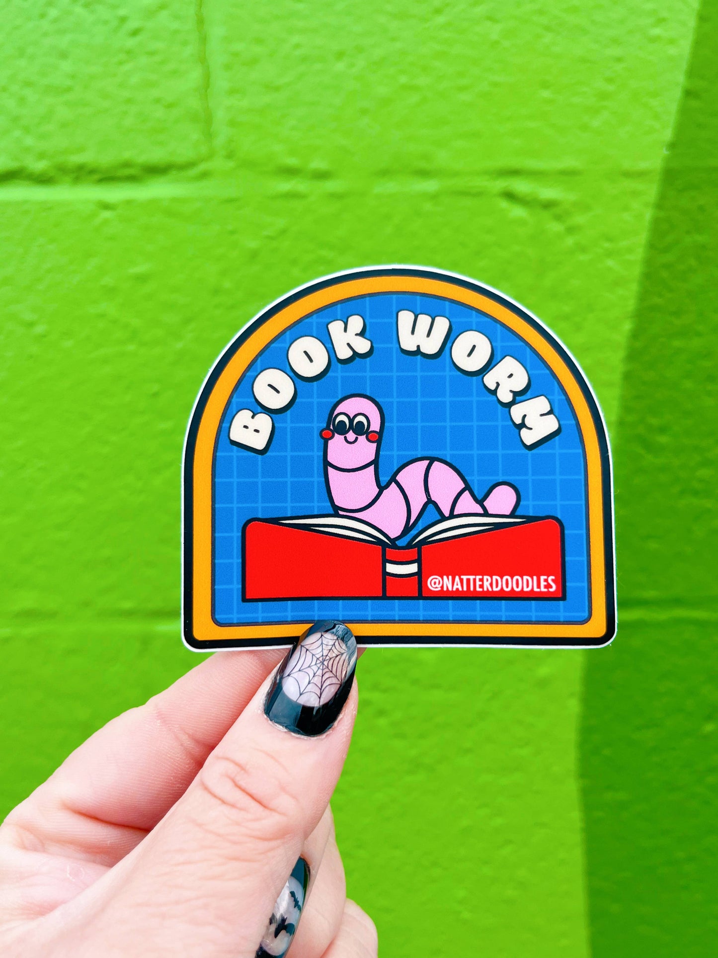 Book Worm Reading Vinyl Waterproof Sticker: Single