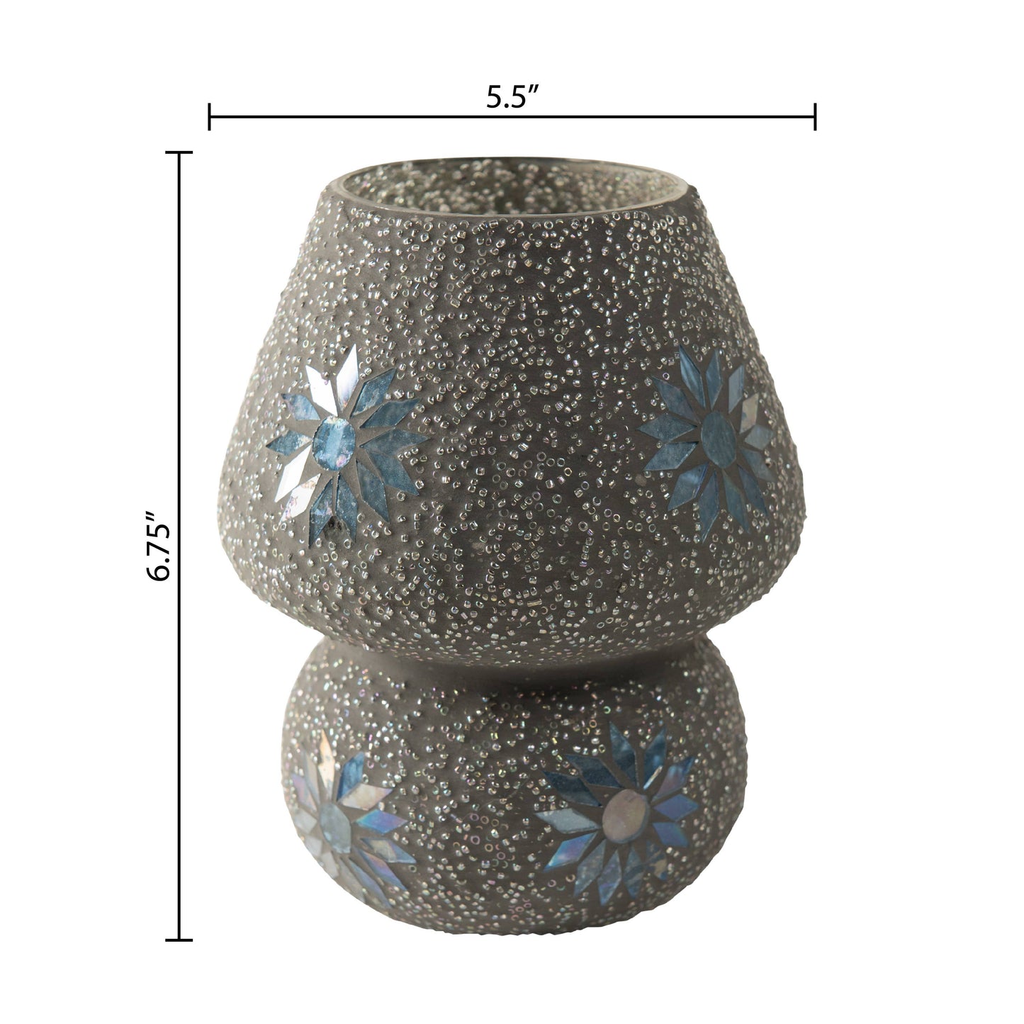6.75"H Paige Light Blue Glass Mosaic Mushroom Accent Lamp