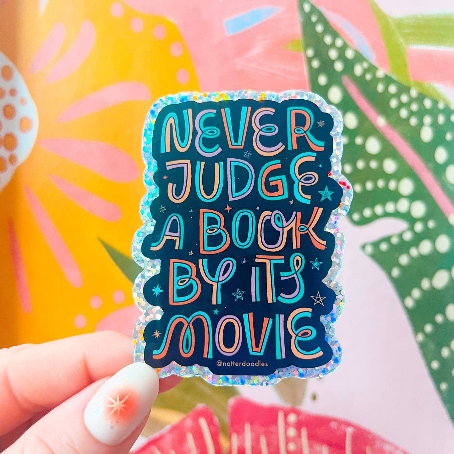 Never Judge a Book By Its Movie Bookstore Waterproof Sticker: Single
