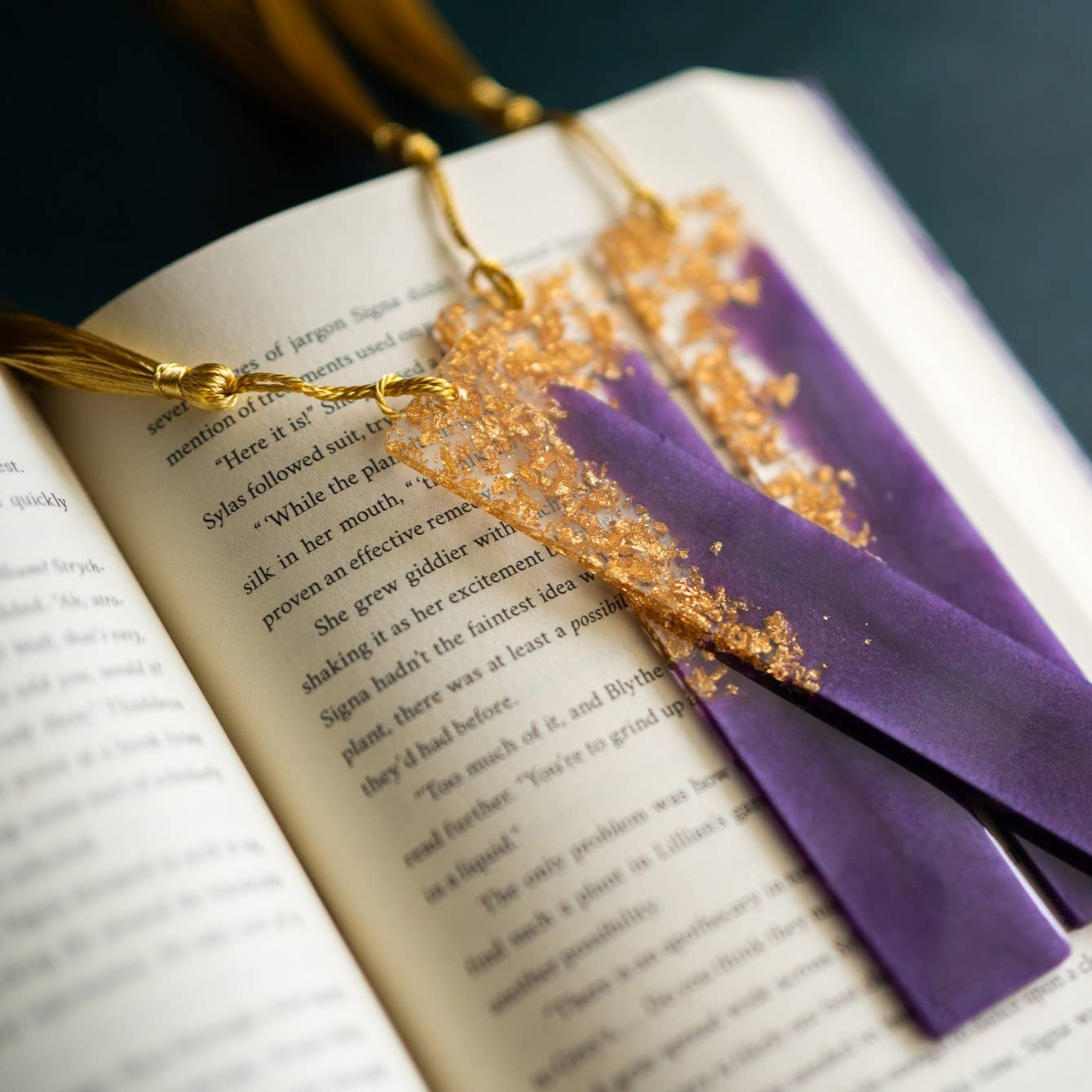 Purple & Gold Resin Bookmark
