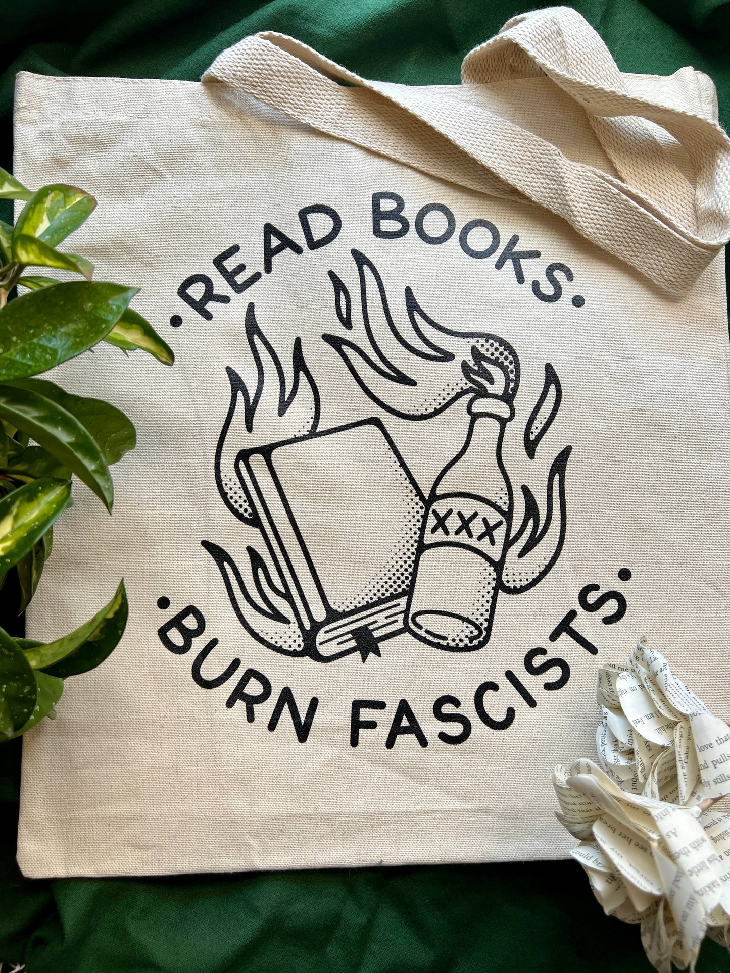 Read Books Burn Fascists Tote Bag