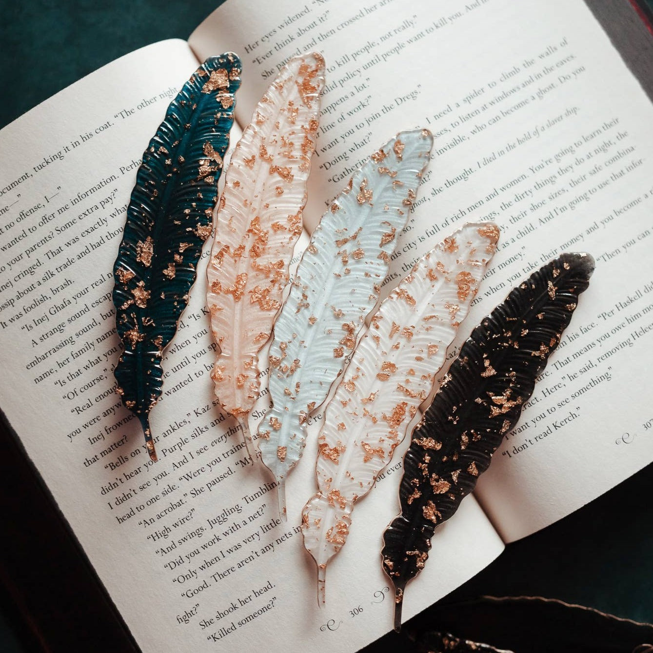 Feather Resin Bookmark: Black