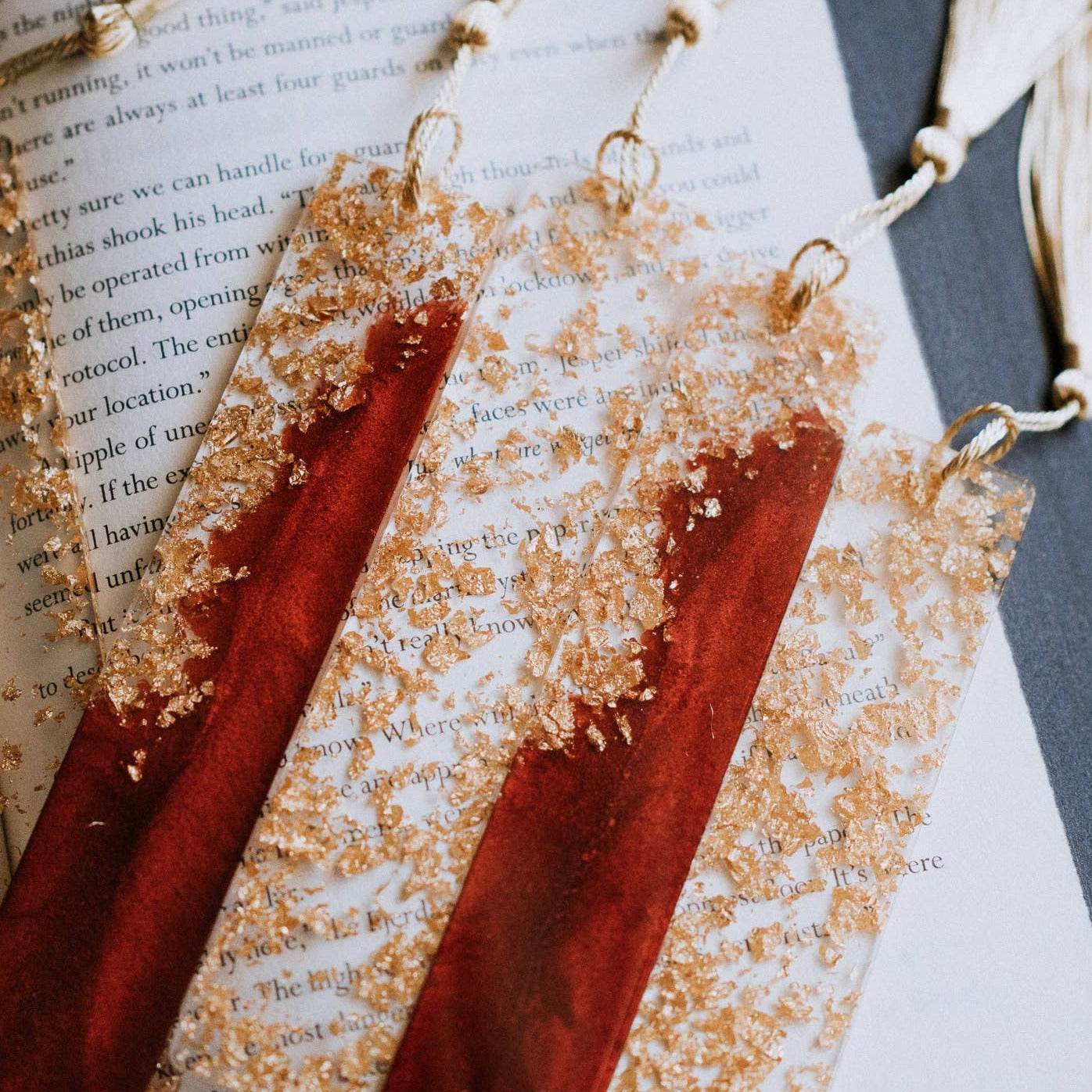 Red & Gold Resin Bookmark: Red
