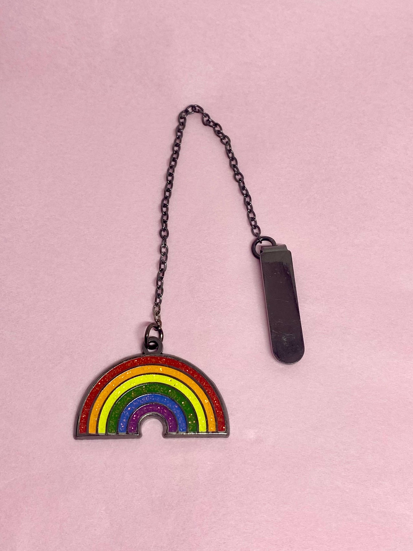 Rainbow enamel bookmark with chain
