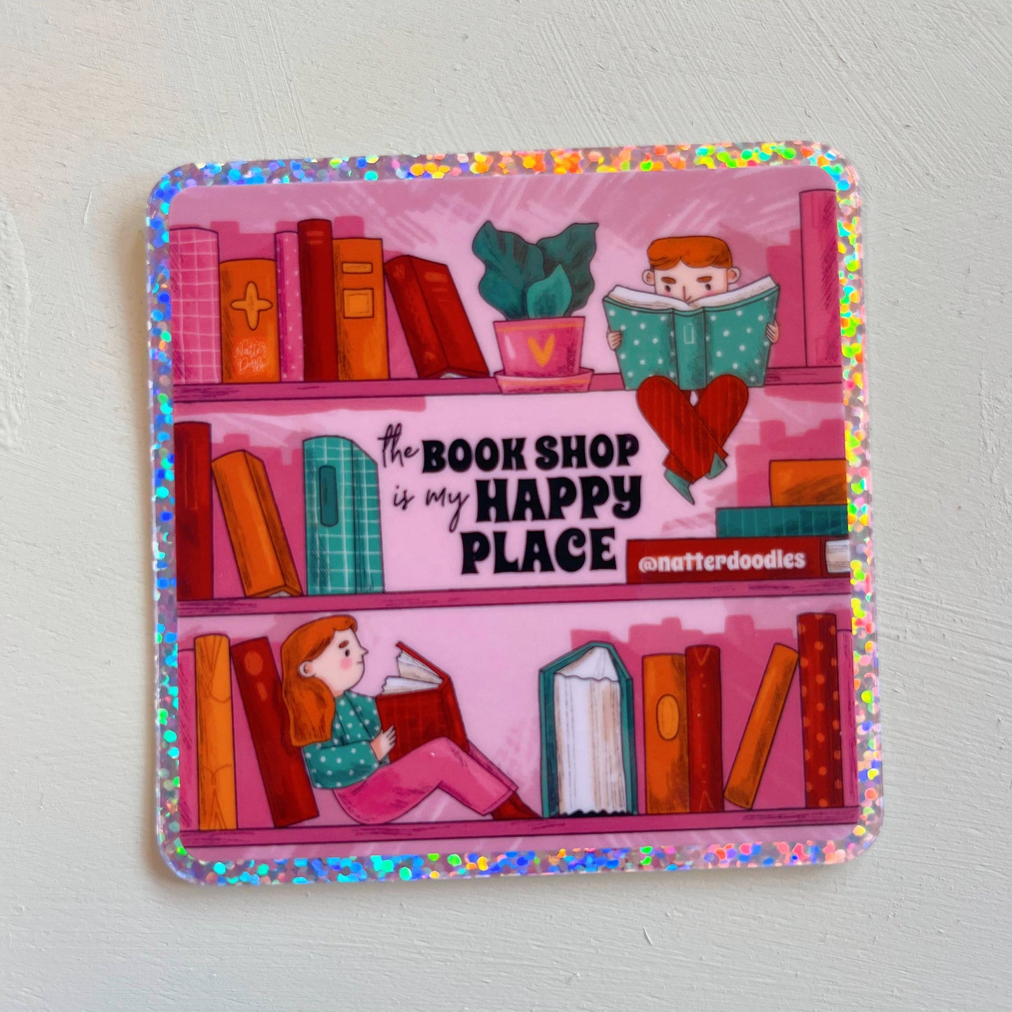 The Book Shop is My Happy Place Sticker - Waterproof Glitter